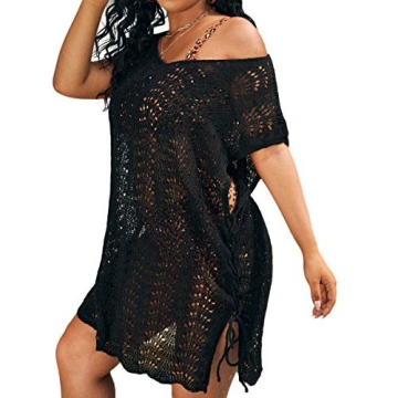 Romwe Women's Plus Size Crochet Swim Cover Up - Boho Beach Dress