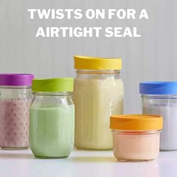 iLIDS Mason Jar Drink and Storage Lids, Wide Mouth, Pale Pink, Pack of 4