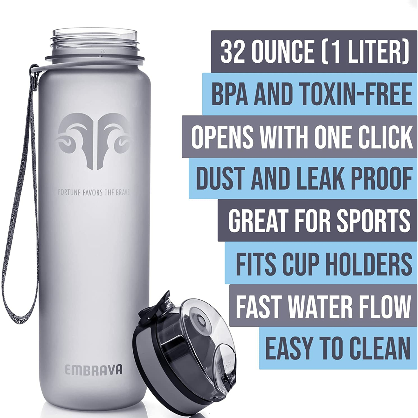 Embrava 32oz Water Bottle - Leak Proof & Fast Flow