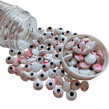 2 Bottles Candy Eyes Bloody Red Eyeballs Cake Cupcake Toppers Edible Eyes for Decorating, Two Size Mixed - Halloween, Christmas, Easter, and Edible Art Project Candy Decorations