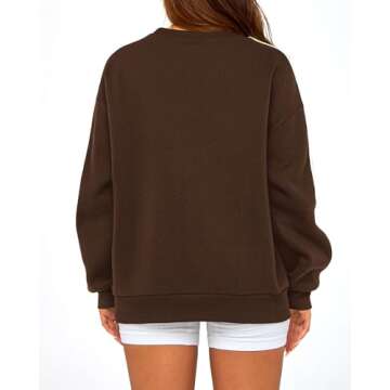 Amkoyam Womens Oversized Sweatshirts 2024 Casual Fall Crew Neck Color Block Long Sleeve Loose Pullover Top Y2K Clothes(Coffee,Medium)