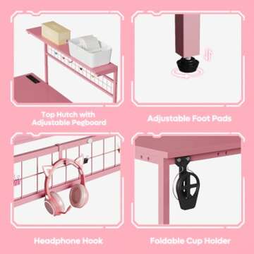 Bestier 51" Gaming Desk with LED Lights & Power Outlets