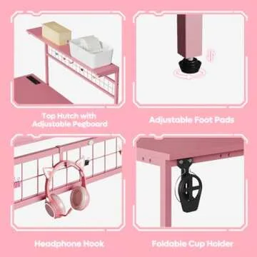 Bestier 51" Gaming Desk with LED Lights & Power Outlets