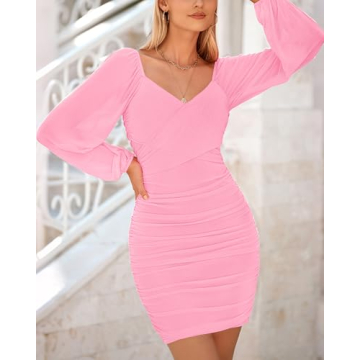 BTFBM Elegant Ruched Bodycon Dress for All Occasions