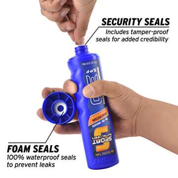 GoPong Sport Bottle Sunscreen Flask 2 Pack (16 oz Total) - Hidden Alcohol Travel Flasks - Secret Liquor Containers for Beaches, Cruises, and Sports Events – Includes Funnel & Spout