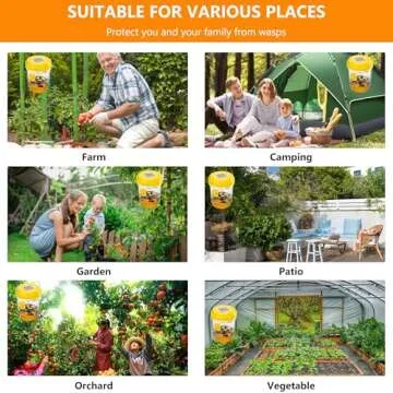 3 Pack Wasp Traps Outdoor Hanging, Solar Bee Trap for Outside, Hornet Traps, Bee Wasp Catcher Outside Garden