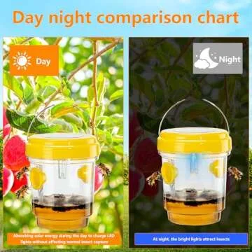 3 Pack Wasp Traps Outdoor Hanging, Solar Bee Trap for Outside, Hornet Traps, Bee Wasp Catcher Outside Garden