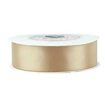 VATIN Double Face Tan Satin Ribbon 1" Continuous 25 Yards,Brown Polyester Fabric Ribbon use for Bows Bouquet, Gift Wrapping, Floral Arrangement Wedding Decoration