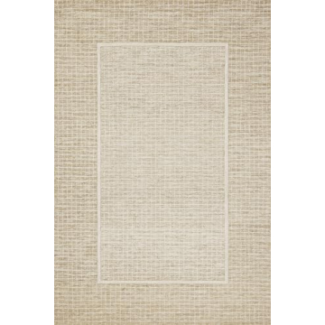 Loloi Chris Loves Julia x Briggs Collection, Wheat & Ivory, 8'-6" x 11'-6" Area Rug – Minimal Gritted Design Area Rugs for Living Room Bedroom Entryway & Hallway No Shed High Traffic Home Decor Rug