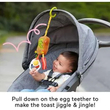 Fisher-Price Baby Toy Brunch & Go Stroller Activity, Pretend Food with Mirror Crinkle & Teether for Travel Play Newborns Ages 3+ Months