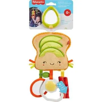 Fisher-Price Baby Toy Brunch & Go Stroller Activity, Pretend Food with Mirror Crinkle & Teether for Travel Play Newborns Ages 3+ Months