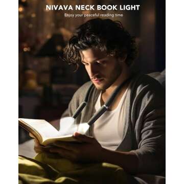 NIVAVA Neck Reading Light, Book Light for Reading in Bed [Steering Shafts Adjustment], Bendable Sili...