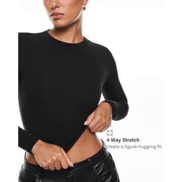 INLYRIC Women's Inbarely Soft Long Sleeve Tops Crew Neck Slim Fit Double Lined Basic Casual Going Out Y2K Tees Shirts Black X-Large