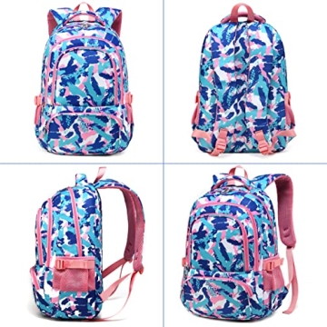 Durable BLUEFAIRY Kids School Backpack - Camo Pink