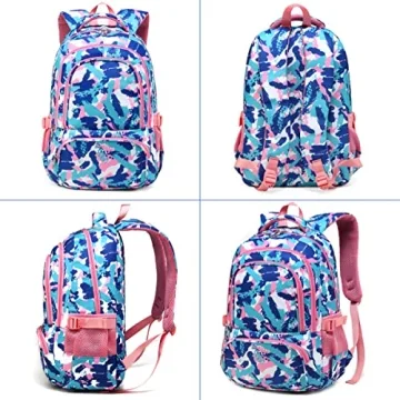 Durable BLUEFAIRY Kids School Backpack - Camo Pink