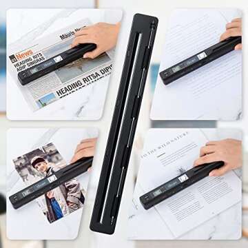 Hczrc Portable Scanner, Photo Scanner for A4 Documents, Handheld Scanner for Business, Photo, Pictur...