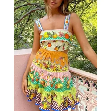 Floral Boho Mini Cami Dress Summer Beach Sundress