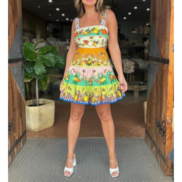 Floral Boho Mini Cami Dress Summer Beach Sundress