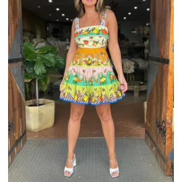 Floral Boho Mini Cami Dress Summer Beach Sundress