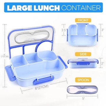 EASYFUN Bento Box Adult Lunch Box - 4 Compartments, Leakproof & Microwave Safe