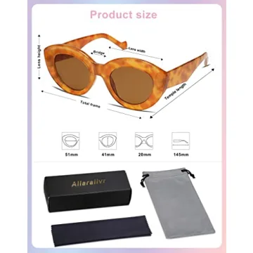 Allarallvr Oversized Large Cateye Sunglasses for Women Trendy Cute Cat Eye Shades Thick Frame Sunnies Sunglasses AR82089 with Yellow Tortoise Frame/Brown Lens