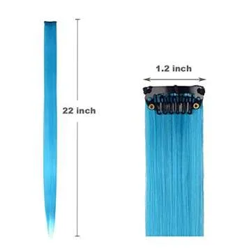 EuTengHao 36 Packs Colored Clip in Hair Extensions 22'' Colorful Straight Hair Extensions Clip in for Women and Kids Multi-Colors Party Highlights Streak Synthetic Hairpieces (36 Colors Set)