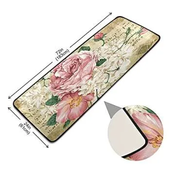 ALAZA Vintage Shabby Chic Pink Rose Rug Non Slip Runner