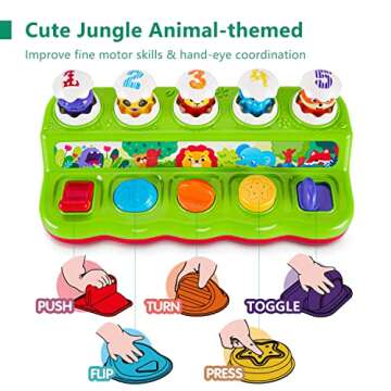 Brightly Colored Cause and Effect Animal Pop Up Toy for Learning Fun