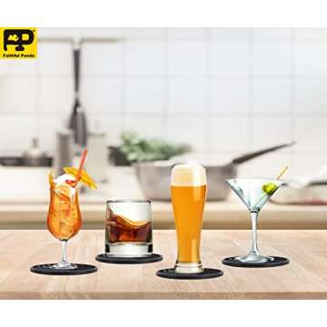 Set of 8 Silicone Cup Coasters with Holder, 4.3 inch Non-Slip & Heat-Resistant Bar Coasters for Drinks, Perfect Cup Coasters for Table Protection at Home, Office & Bar