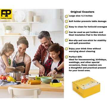 Set of 8 Silicone Cup Coasters with Holder, 4.3 inch Non-Slip & Heat-Resistant Bar Coasters for Drinks, Perfect Cup Coasters for Table Protection at Home, Office & Bar