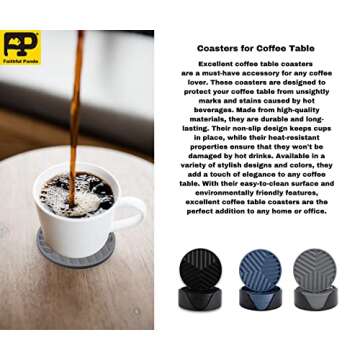 Set of 8 Silicone Cup Coasters with Holder, 4.3 inch Non-Slip & Heat-Resistant Bar Coasters for Drinks, Perfect Cup Coasters for Table Protection at Home, Office & Bar