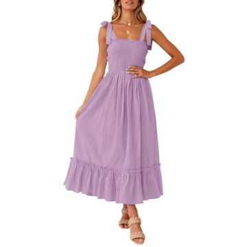 ZESICA Women's Summer Boho Spaghetti Strap Maxi Dress in Lavender