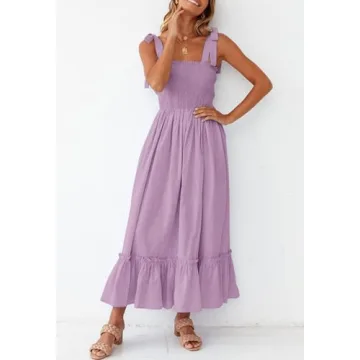 ZESICA Women's Bohemian Spaghetti Strap Summer Maxi Dress