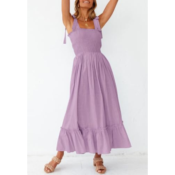 ZESICA Women's Bohemian Spaghetti Strap Summer Maxi Dress