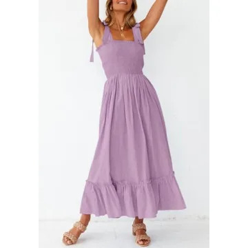 ZESICA Women's Bohemian Spaghetti Strap Summer Maxi Dress