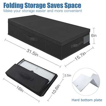 Supowin Underbed Storage Containers Bin with Lids (Set of 2) Large Under Bed Storage Organizer Box w...