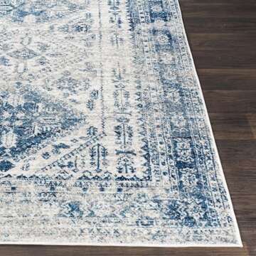 Livabliss Desta Vintage Oriental Area Rug,3'11" x 5'7",Blue/White