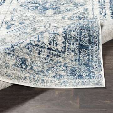 Livabliss Desta Vintage Oriental Area Rug,3'11" x 5'7",Blue/White