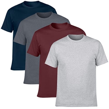 NewDenBer Men's Classic Basic Solid Crew Neck Soft Cotton T-Shirt 4 Pack - Versatile Comfort for Eve...