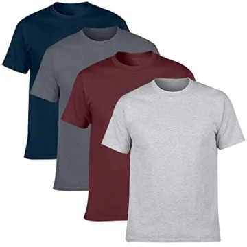 NewDenBer Men's Classic Basic Solid Crew Neck Soft Cotton T-Shirt 4 Pack - Versatile Comfort for Eve...