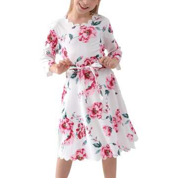 GORLYA Casual Scalloped Edge A-line Dress for Kids