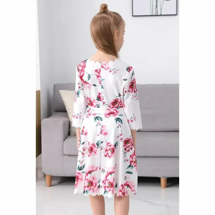 GORLYA Casual Scalloped Edge A-line Dress for Kids
