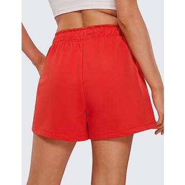CRZ YOGA Comfy Cotton Sweat Shorts for Women Casual Summer Drawstring for Gym Lounge Workout Jersey ...