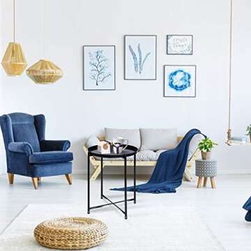 Versatile Metal Side Table for Small Spaces - Indoor & Outdoor Use