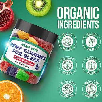 Hemp Emu Hemp Gummies for Sleep - Fall Asleep Faster, Stay Asleep Longer - 10mg Melatonin + Premium ...