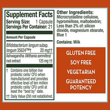 Align Probiotic, Digestive De-stress, Probiotic for Women and Men with Ashwagandha, Helps with a Hea...