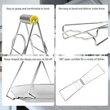 Rimobul Asian Kitchen Stainless Steel Folding Hot Dish Plate Clip Plate Retriever Tongs