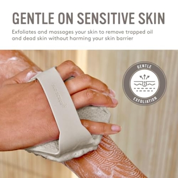 Sud Scrub® Antimicrobial Silicone Body Scrubber, Exfoliating Body Scrubber for Sensitive Skin, Eco Friendly Shower Scrubber for Body, Silicone Body Brush for Showering, Clay