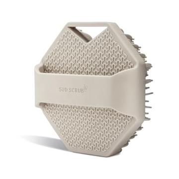 Sud Scrub® Antimicrobial Silicone Body Scrubber, Exfoliating Body Scrubber for Sensitive Skin, Eco Friendly Shower Scrubber for Body, Silicone Body Brush for Showering, Clay