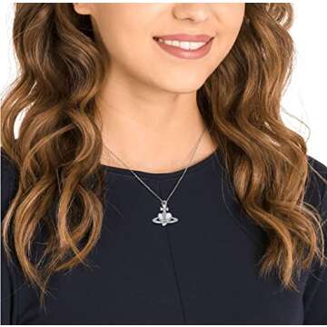 Punk Heart Y2K Saturn Necklace - 5 Colors Available Fashion Baroque Rhinestone Love Heart Saturn Pla...